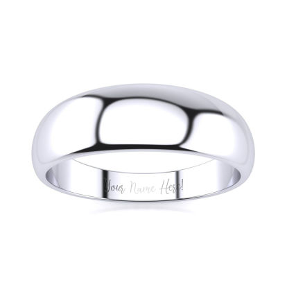 14K White Gold 6MM Heavy Tapered Ladies and Mens Wedding Band, Size 12
